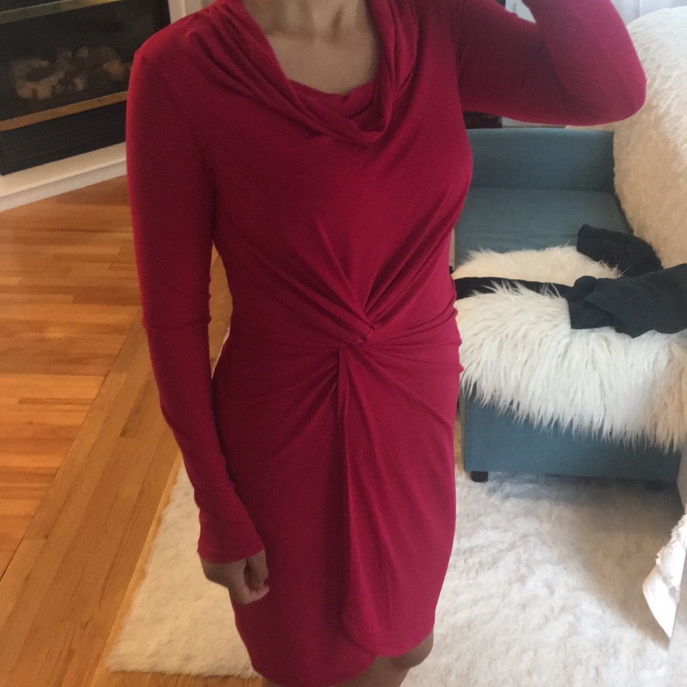 Hot pinkish red stretchy dress.